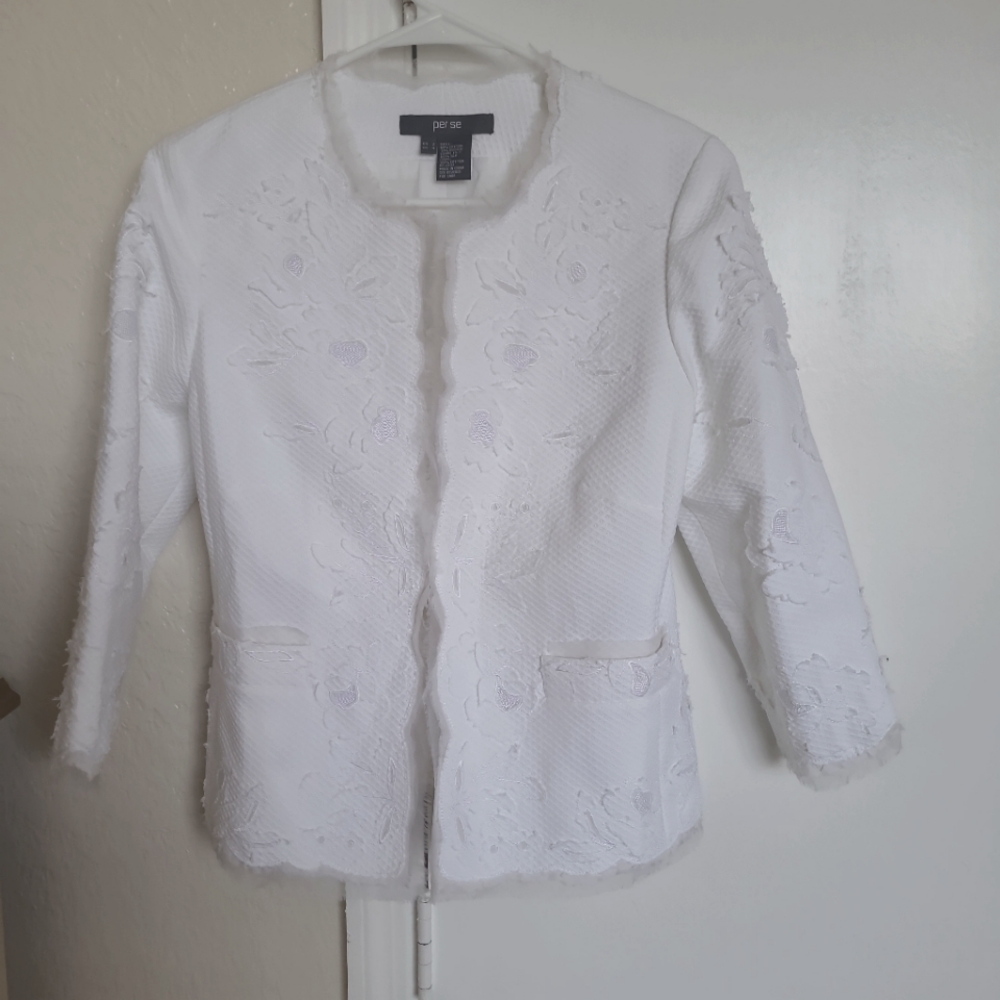 Per Se textured floral blazer